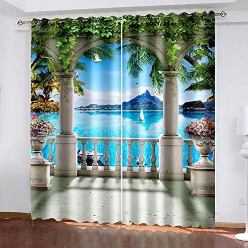 GELOUT Gardine Vorhang Vorhange Blickdicht Mit Ösen Natürliche Landschaft Coconut Seagull Beach 240cm lang 270cm Breite Verdunkelung 3D Curtain Effekt Motiv Druck Wohnzimmer Schlafzimmer GELOUT Gardine Vorhang Vorhange Blickdicht Mit Ösen Natürliche Landschaft Coconut Seagull Beach 240cm lang 270cm Breite Verdunkelung 3D Curtain Effekt Motiv Druck Wohnzimmer Schlafzimmer von GELOUT