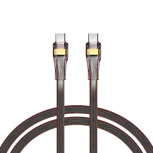 GELRHONR 100W USB C Kabel, PD 5A Transparentes weiches Silikon Typ-C zu Typ-C Superschnellladekabel Verstärkte SR und Flachkabelunterstützung (1M/3.3Ft) von GELRHONR