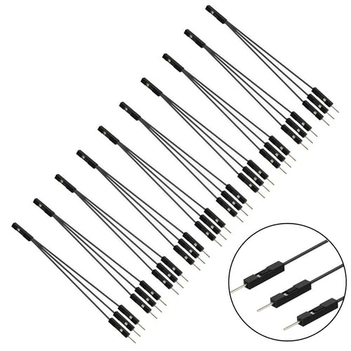 GELRHONR 10Pcs Dupont Jumper Kabel, 1 Pins Single Male auf 3P Male Jumper Wire Kabel für PC Breadboard,Leuchtdiode Computergehäuse Schalter Power Reset-Tasten (Schwarz) von GELRHONR