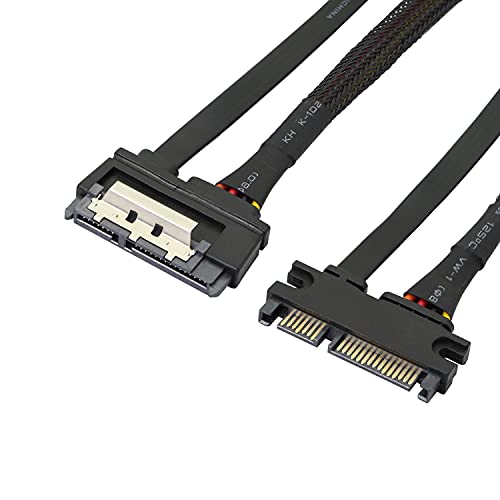 GELRHONR SATA Stromkabel 50CM,22 Pin (7+15) SATA3.0 Verlängerungskabel Stecker auf Buchse DATA und Power Combo Verlängerungskabel mit Verriegelung,für HDD,SSD,Optische Laufwerke(6Gbps/s) von GELRHONR