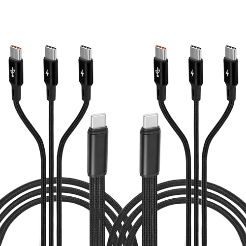 GELRHONR 2Pack 3 in 1 USB C Splitter Ladekabel, USB C Stecker auf 3 Typ-C Stecker Ladekabel, Datenübertragung, Nylon geflochten, Kompatibel mit Tablets, i/phone15/pro/plus/pro max (1.2M) von GELRHONR