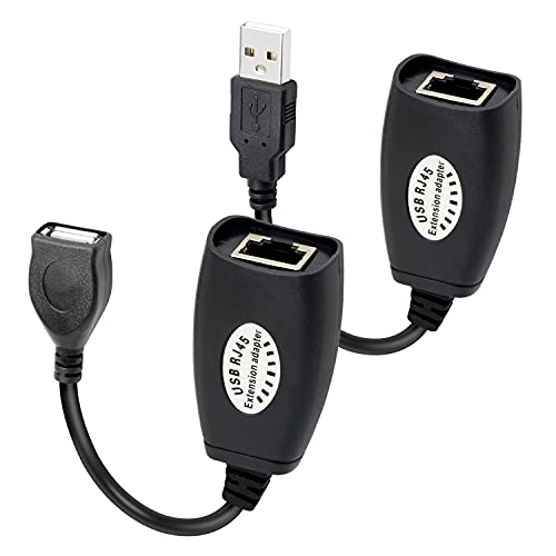 GELRHONR USB 2.0 auf RJ45 Ethernet Extender Adapter kabel,Über Cat5/Cat5e/Cat6 Kabel für Druckermaus Tastatur-Schwarz von GELRHONR