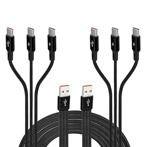 GELRHONR 2pack Multi-Ladekabel, 3 in 1 Typ C Ladekabel USB A Stecker auf 3 Typ-C Stecker Nylon geflochtenes Kabel mit 3x1,2m Kabel, Datenübertragung, für Phone/15/15 Pro/15Plus, S24 S23 (1.2M) von GELRHONR