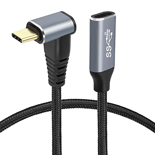 GELRHONR 90° Winkel USB C Verlängerungs kabel, Rechtwinklig Typ C Stecker zu Buchse Kabel 100W Schnellladung 10Gbps Data Transfer 4K@60Hz Video, ür S21 S22, Laptop,Tablet,Smartphone(0.5M/1.6Ft) von GELRHONR