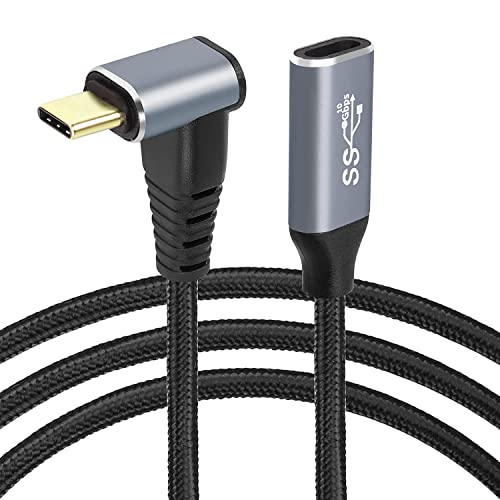 GELRHONR 100W USB C Kabel rechtwinklig, 90 Grad USB C 3,1 Gen 2 Kabel Typ C Stecker zu Buchse Kabel 10Gbps, 4K@60Hz PD100W Schnellladung für Laptop, Tablet, Smartphone -2M von GELRHONR