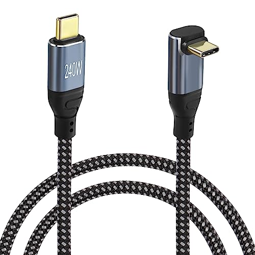 GELRHONR 90 Grad USB C Kabel 240W, rechtwinkliges Typ C Ladekabel PD3,1 240W (48V5A) Schnellladung, Nylon geflochten, für S21 S20 S10 S9 S8 A21s A51 A71, USB-C Geräte (90Grad USB C 0.5M) von GELRHONR