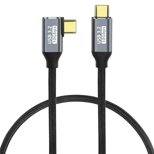 GELRHONR USB C zu USB C Kabe 90 Grad, USB Type-c 3.1 Gen2 10g-Kabel 100W Schnellladekabel Rechtwinklig Typ C für Phone15/15 Pro Max,S23 S22 S21 S10 A13 Mac/Book Air M2 i/Pad Pro 12-0.5M von GELRHONR