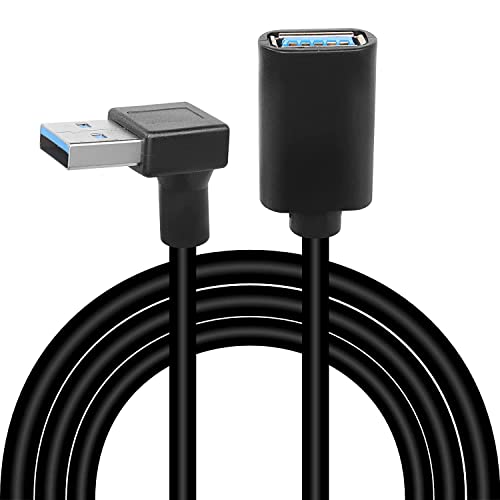 GELRHONR 90Degree USB 3.0 Verlängerungskabel, nach oben gewinkelte USB Typ A Stecker zu einem weiblichen Verlängerungskabel, Datenübertragung für USB Flash Drive/Festplatte (Up/1M) von GELRHONR