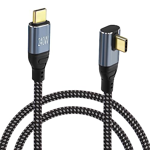 GELRHONR 90Grad USB C Kabel 240W, rechtwinkliges Typ C Ladekabel PD3,1 240W (48V5A) Schnellladung, Nylon geflochten, für S21 S20 S10 S9 S8 A21s A51 A71, USB-C Geräte, etc ((Angle USB C 0.5M) von GELRHONR