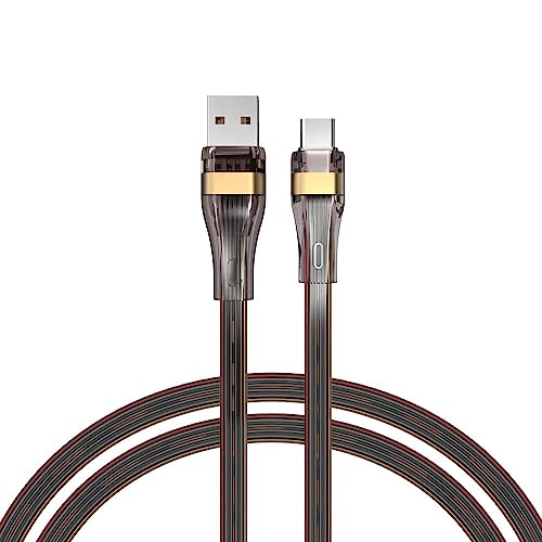 GELRHONR Câble usb vers usb c 100w, silicone souple transparent 5a type-c charge super rapide renforcé sr et câble plat prenant en charge QC (1M/3.3Ft) von GELRHONR