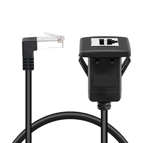GELRHONR Cat5 Ethernet Kabel, 90Degree RJ45 Stecker auf Buchse Panel Mount CAT5e/5 geschirmtes Netzwerk LAN Verlängerungskabel für Schreibtisch, Wand, Chassis Panel -schwarz (50CM) von GELRHONR