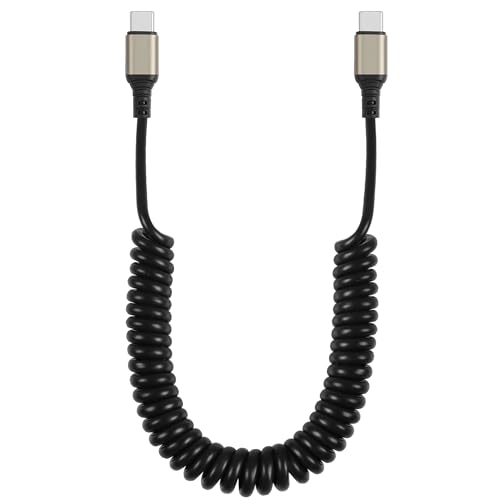 GELRHONR Spiralkabel USB C auf USB C Kabel, Coiled Typ-C Ladekabel, 6A schnelles Aufladen & Sync Daten, kompatibel mit i*Phone 15/15 Pro Max S20 S10 S9 S8 Plus S10E Note 20 10 9 (Max 1.5M/4.9Ft) von GELRHONR