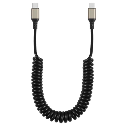 GELRHONR Spiralkabel USB C auf USB C Kabel, Coiled Typ-C Ladekabel, 6A schnelles Aufladen & Sync Daten, kompatibel mit Phone/15/15 Pro Max S20 S10 S9 S8 Plus S10E Note 20 10 9 (Max 1.5M/4.9Ft) von GELRHONR
