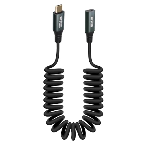 GELRHONR Coiled USB C zu USB C Kabel Unterstützung PD100W Schnellladung 20Gbps Spiral USB C kabel DataTransfer 8K@60Hz OTG Kabel (Straight M/F) von GELRHONR