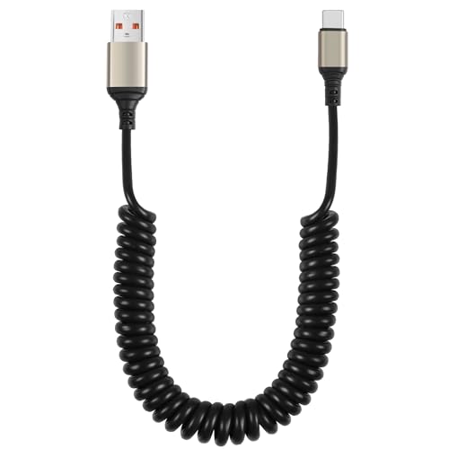 GELRHONR Coiled USB Typ-C Kabel 6A, Feder Spirale USB A zu C Schnellladekabel, Laden & Sync Daten kompatibel mit A10e A20 A50 A51 A71 S20 S10 S9 S8 Plus S10E Note 20 10 9 (Max 1.5M/4.9Ft) von GELRHONR