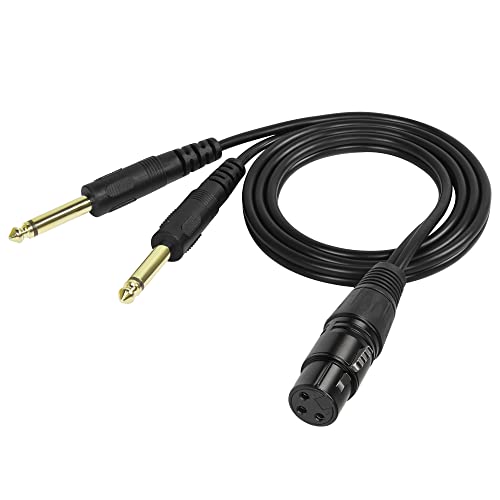 GELRHONR Dual 1/4 Zoll zu XLR Mikrofonkabel, 3 Pin XLR Buchse zu Dual 6.35mm 1/4 TS Mono Y Splitter Kabel für Instrumente, Mixer, Verstärker, Gitarre, Bass, Lautsprecher, Audio Aufnahme, PC-3.2Ft GELRHONR Dual 1/4 Zoll zu XLR Mikrofonkabel, 3 Pin XLR Buchse zu Dual 6.35mm 1/4 TS Mono Y Splitter Kabel für Instrumente, Mixer, Verstärker, Gitarre, Bass, Lautsprecher, Audio Aufnahme, PC-3.2Ft von GELRHONR