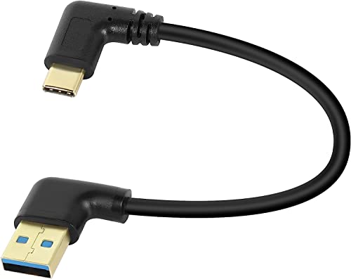 GELRHONR Gold Plated Short Right Left Angle USB Type C Cable, 90 Degree 18W Fast Charging USB A to USB C Cable (Right-Gold Plated) von GELRHONR