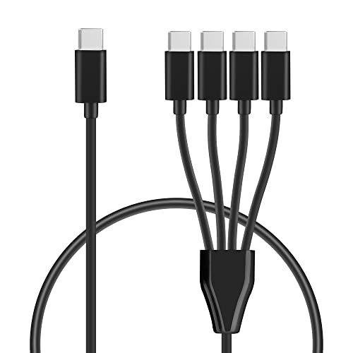 GELRHONR USB-C-Multi-Ladekabel, Kurzes Splitter Kabel Mit 4 Typ-C-Steckern, Kompatibel Mit Mobilgeräten/Android Und Mehr (Schwarz, 0.5m) von GELRHONR