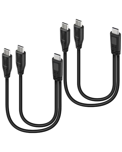 GELRHONR 2-in-1 Kurzes USB-C Ladekabel 2-Pack, USB-C auf Doppe Type-C Kabel für Smartphones,Tablets & mehr,30 cm (1 Fuß), Portable,Only Auflade von GELRHONR