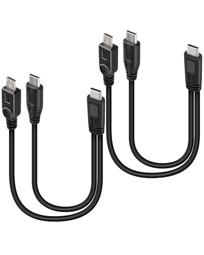 GELRHONR 2-in-1 Kurzes USB-C Ladekabel 2-Pack,USB-C auf Type C&Micro USB Splitter Kabel für Smartphones,Tablets & mehr,30 cm (1 Fuß), Portable,Only Auflade von GELRHONR