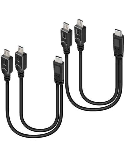GELRHONR 2-in-1 Kurzes USB-C Ladekabel 2-Pack,USB-C auf Double Micro USB Splitter Kabel für Smartphones,Tablets & mehr,30 cm (1 Fuß), Portable,Only Auflade von GELRHONR