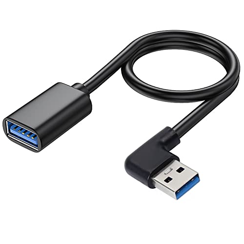 GELRHONR USB 3.0-Verlängerungskabel, superschnelles 90-Grad-USB3.0-A-Stecker-zu-Buchsen-Superschnelles 5-Gbit/s-Datenkabel für Laptop-USB-Disk-Maus-Festplatte-Schwarz 3.3Ft/1M von GELRHONR