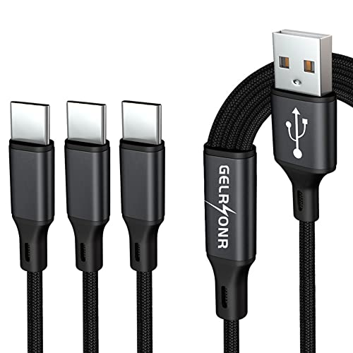 GELRHONR 3-in-1 Multi Ladekabel USB-C, USB-A auf 3x USB-C Kable Kompatibel mit Tablets & Android Smartphones (1,25m) - Universal Ladekabel mit Mehrfach-Anschlüssen für Simultanes Laden von GELRHONR