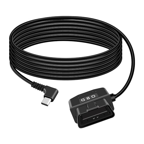 GELRHONR OBD Stromkabel für Dashcam, OBD2 auf Angle Type-C USB mit Schaltertaste, 24 Stunden Überwachung/ACC-Modus, 12-24 V bis 5 V 23 A, für Dashcam, GPS oder Radar-3.5M/11.5Ft von GELRHONR