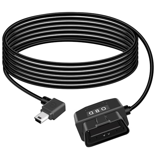 GELRHONR OBD Stromkabel für Dashcam, OBD2 auf Angle MINI USB mit Schaltertaste, 24 Stunden Überwachung/ACC-Modus, 12-24 V bis 5 V 23 A, für Dashcam, GPS oder Radar-3.5M/11.5Ft von GELRHONR