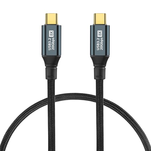 GELRHONR PD100W USB C zu USB C Datenkabel, USB Typ C 3,2 Gen 2 Kabel 20V 5A Schnellladung 20Gbps Datenübertragung Unterstützung 8K Video Ausgang Kompatibel mit Typ-C Geräten (0.5M/1.6Ft) von GELRHONR