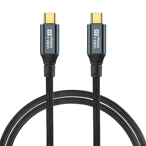 GELRHONR 1M USB C auf USB C Kabel 100W, 20 gbit/s USB C 3.2 Gen2 x 2 Datenkabel, PD 3.0 5A Schnellladekabel Type C 8K@60Hz Videoübertragung für OTG, Handy Mac/Book Pro,i/phone 15, Laptop von GELRHONR
