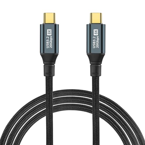 GELRHONR USB C auf USB C Kabel 100W, 20 gbit/s USB C 3.2 Gen2 x 2 Datenkabel, PD 3.0 5A Schnellladekabel Type C 8K@60Hz Videoübertragung für OTG, Handy Mac/Book Pro,i/phone 15, Laptop (2M/6.5Ft) von GELRHONR