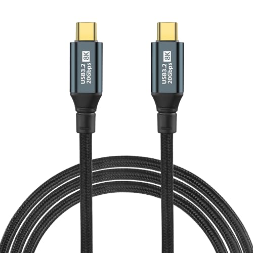 GELRHONR PD100W USB C zu USB C Datenkabel, USB Typ C 3,2 Gen 2 Kabel 20V 5A Schnellladung 20Gbps Datenübertragung Unterstützung 8K Video Ausgang Kompatibel mit Typ-C Geräten (2M/6.5Ft) von GELRHONR