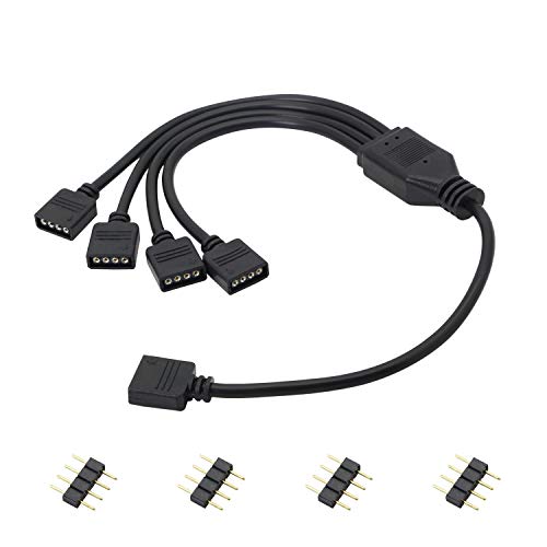 GELRHONR RGB-Splitterkabel, LED-Streifen-Anschluss, RGB-4-poliger Splitter, 1-zu-4-Kabel, 5050-LED-Band-Lichtanschluss, Verlängerungskabel für Computer-Motherboard (5–12 V) (1 bis 4) von GELRHONR