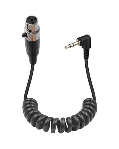 GELRHONR Mini 4Pin XLR Female to 3,5mm Stecker Spiralkabel, 90 Grad TRS Stereo Audio Kabel, Mini XLR Kabel Buchse Mikrofonkabel, auf Kamera Video,MP3,(50cm von GELRHONR