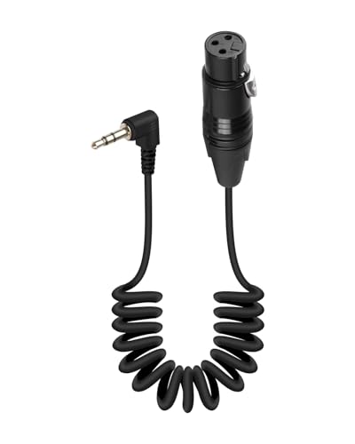 GELRHONR 3Pin Xlr Buchse to 3,5mm/1/8 Inch TRS Stecker Stereo Audio Spiralkabel,90 Grad XLR Kabel Buchse,für Laptop,MP3,Mikrofonkabel(50cm von GELRHONR
