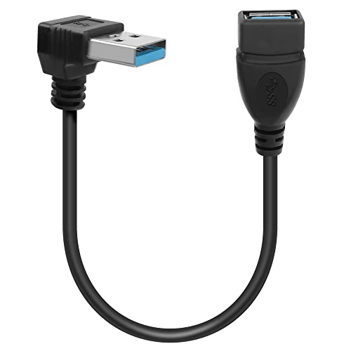 GELRHONR Short USB Cable, 0,2M 90 Grad USB 3.0 Typ A Stecker auf A Buchse Verlängerungskabel Datenübertragung Extender Kabel für USB Flash Drive/Festplatte (Down Angle) von GELRHONR