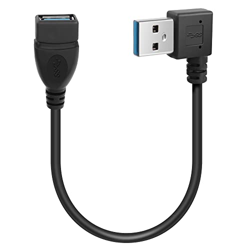GELRHONR Short USB Cable, 0,2M 90 Grad USB 3.0 Typ A Stecker auf A Buchse Verlängerungskabel Datenübertragung Extender Kabel für USB Flash Drive/Festplatte (Left Angle) von GELRHONR