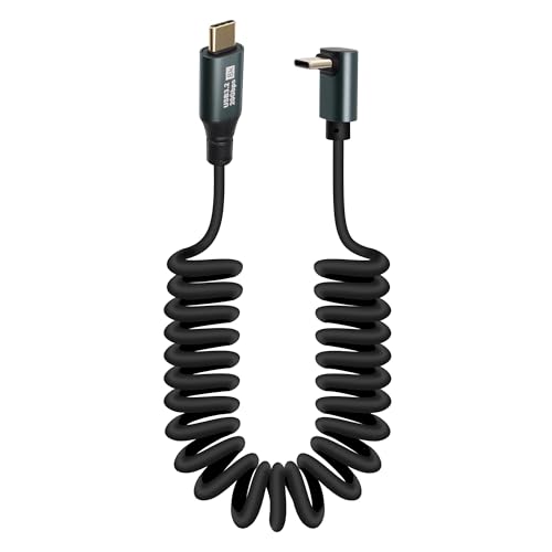 GELRHONR Spiral USB C Kabel 100W, 20V 5A Schnelllade USB Typ C Feder Spiralkabel für Auto, 90Degree Typ C Stecker zu Stecker Carplay Kabel 20Gbps, 8K@60Hz, für i / S23 S22 S21, Note 20 10 von GELRHONR