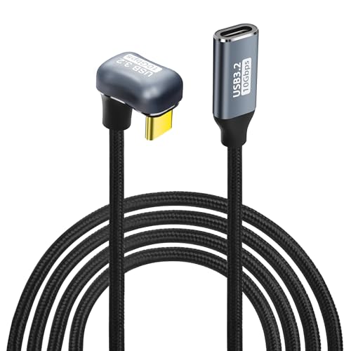 GELRHONR U Form USB C zu USB C Verlängerungskabel, 180 ° Winkel USB Typ C Stecker zu Buchse Ladekabel, 10Gbps 100W PD USB 3,2 Gen2 Typ C Schnellladekabel für i / phone15, Switch, Laptop (2M / 6,5Ft) von GELRHONR