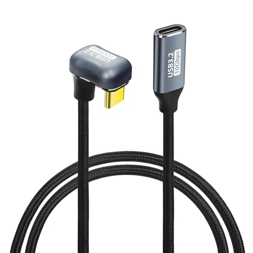 GELRHONR U-Form USB C zu USB C Verlängerungskabel, 180 ° Winkel USB Typ C Stecker zu Buchse Schnellladekabel, 10Gbps 100W PD USB 3,2 Gen2 Typ C Kabel für i / phone15, Steam Deck (0,5M / 1,6Ft) von GELRHONR