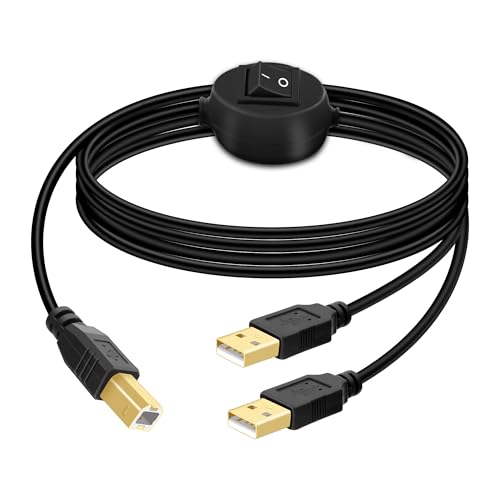 GELRHONR USB B Drucker Kabel Splitter, USB B zu USB A Drucker Kabel, USB-B Stecker zu Dual USB2,0 Stecker Y Kabel 1 in 2 Out Drucker Kabel Switcher 2 Computer Share Tastatur Maus Scanner (2.5M/8.2Ft) von GELRHONR