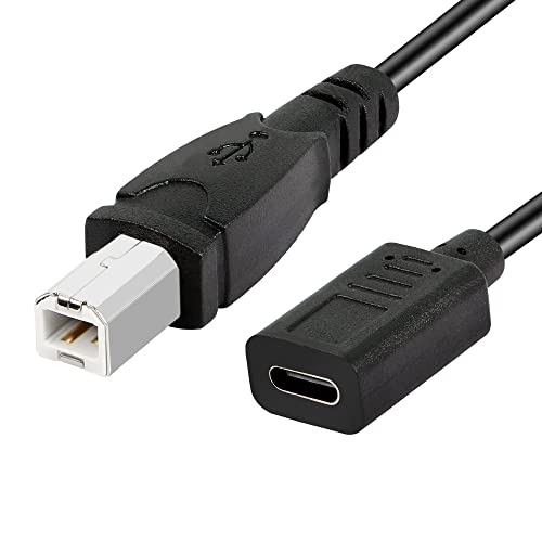 GELRHONR USB-C-Druckerkabel, USB C auf USB B 2.0-Kabel, Typ-C-Buchse auf USB 2.0-Stecker, Midi-Kabel, für Laptop-Drucker, Midi-Tastatur, 30 cm von GELRHONR