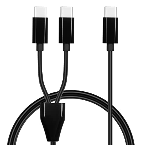 GELRHONR USB-C-Multi-Ladekabel, USB C Splitter Kabel,2-in-1 USB-C-Stecker auf 2 Typ-C-Stecker Ladekabel,kompatibel mit Mobilgeräten/Android und mehr (Black-1m-2 USB C) von GELRHONR