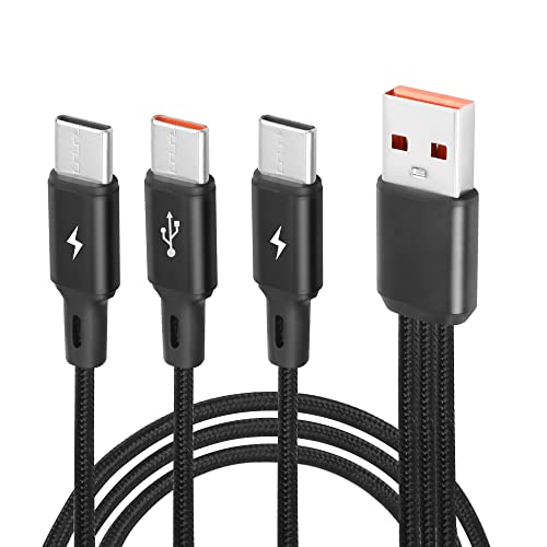 GELRHONR USB C Splitter Cable,USB A Male to 3 Type-C Male Charge Cable,3 in 1 Nylon Braided Charging Cord with 3x 1.2m Cable, 5A Fast Charge,Compatible with Mobile/Android and More (1.2M) von GELRHONR