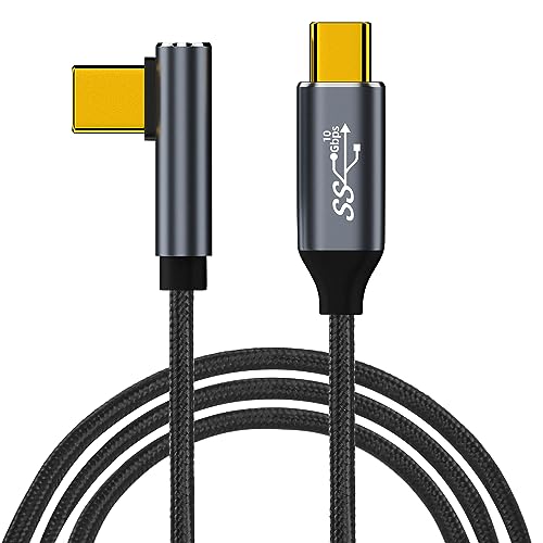 GELRHONR USB C zu USB C Kabel 100W, rechtwinkliges USB C 3,1 Gen 2 Kabel, 10Gbps Datenübertragung Schnellladung mit 4K Video Ausgang, Kompatibel mit Steam, VR Link, Tablet, Laptops, Typ-C Geräte (4.9) von GELRHONR