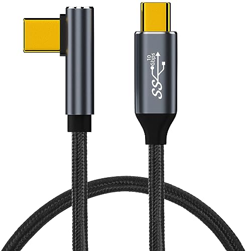 GELRHONR USB C zu USB C Kabel 100W, rechtwinkliges USB C 3,1 Gen 2 Kabel, 10Gbps Datenübertragung Schnellladung mit 4K Video Ausgang, Kompatibel mit Steam, VR Link, Tablet, Laptops, Typ-C Geräte (1.6) von GELRHONR