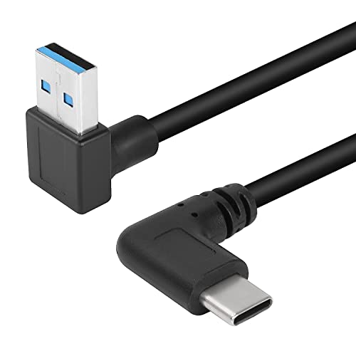 GELRHONR USB Stecker USB C Stecker Kabel 25cm, 90 Grad USB C Kabel, Kurzes Typ C Ladekabel 18W Schnellladung 5Gbps Datenübertragung-Up Winkel Schwarz von GELRHONR