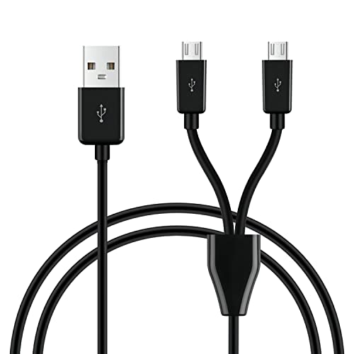 GELRHONR USB-auf-Micro-USB-Splitterkabel, 2-in-1-Micro-USB-Kabel, USB 2.0-A-Stecker auf 2 Micro-USB-Stecker, 1 auf 2 Sync-Ladekabel, Adapterkabel, Schwarz von GELRHONR