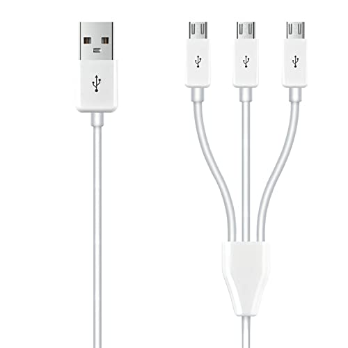 GELRHONR USB-auf-Micro-USB-Splitterkabel, 3-in-1 Multi-Micro-USB-Ladekabel, USB 2.0 A-Stecker auf 3 Micro-USB-Stecker, 1 auf 3 Sync-Ladekabel, Adapterkabel, 25 cm von GELRHONR